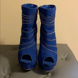 Blue Liliana Zippered Heels